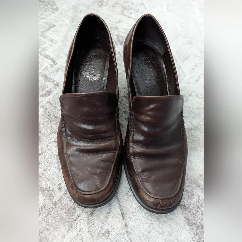 Franco Sarto Leather Shoes Size 7 1/2 M.Made in Brazil .